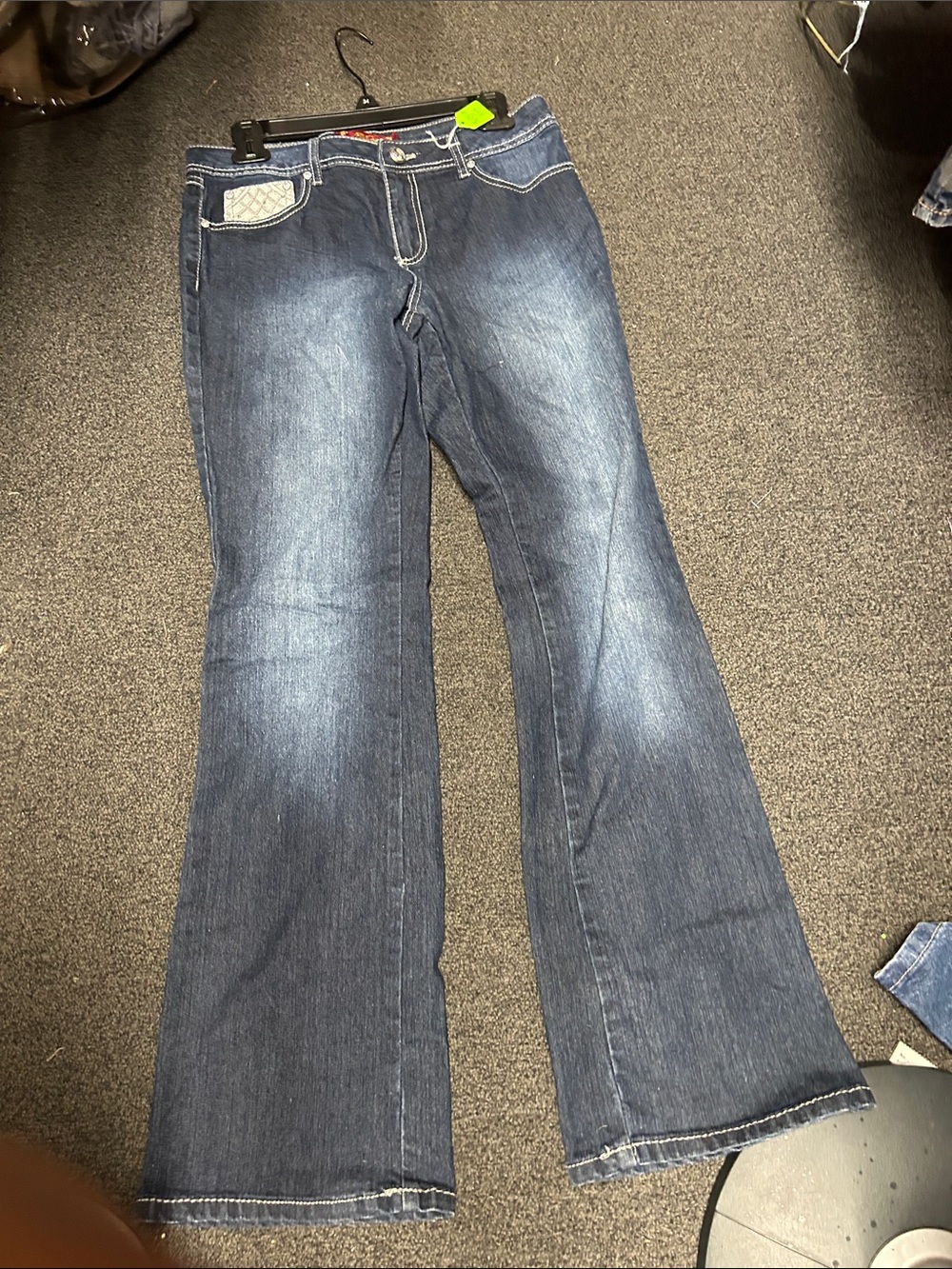 one 5 one Mid/Dark Blue Flare Wide Leg Jeans (OLIJB)